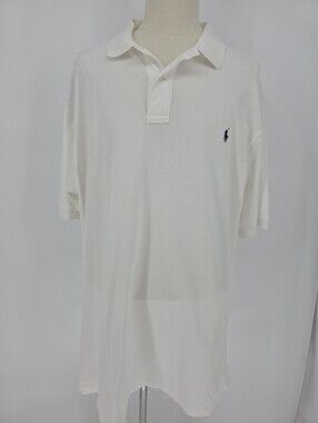 Polo Ralph Lauren Polo Shirt 3XLT White Blue Pony Big Tall Cotton Classic